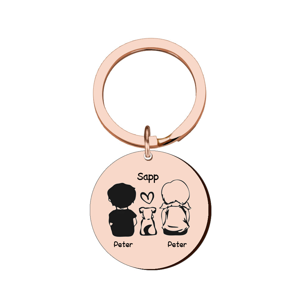 Personalized Round Family Pet Dog Name Keychain