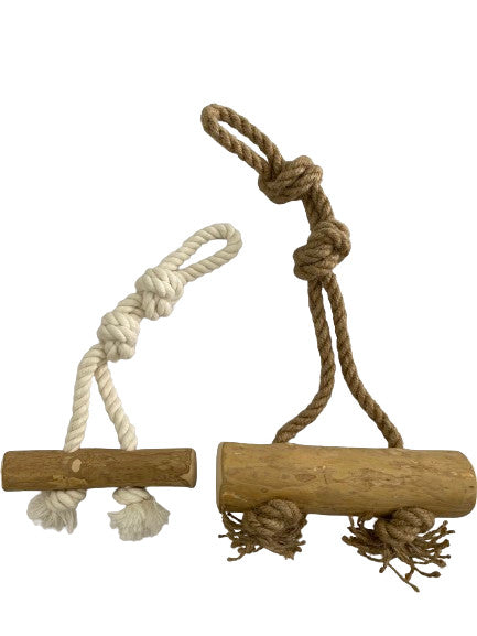 Coffee Wood & Rope Tug & Chew Toy for Dogs – Durable, Eco-Friendly, and Interactive